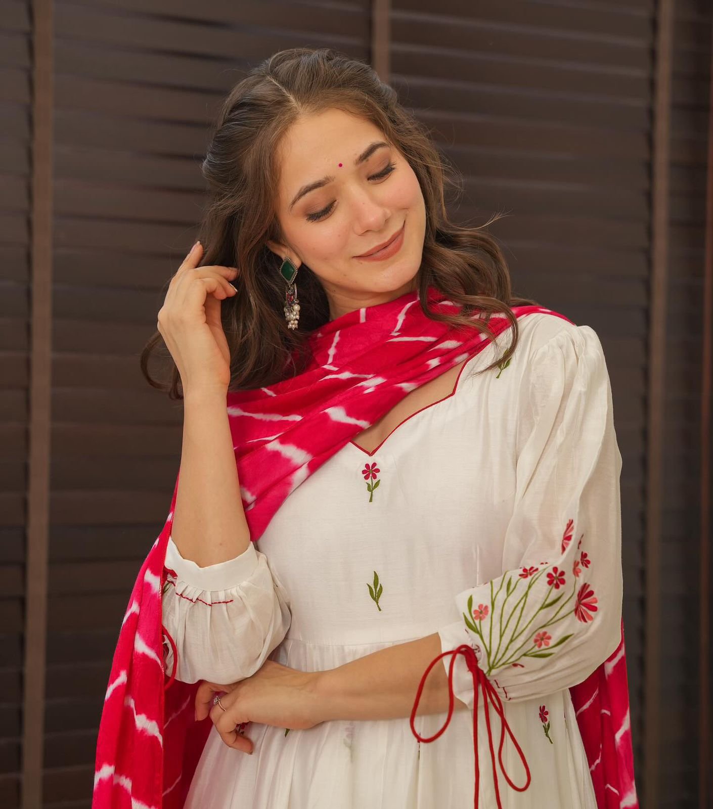 Georgette Embroidered Anarkali gown with dupatta